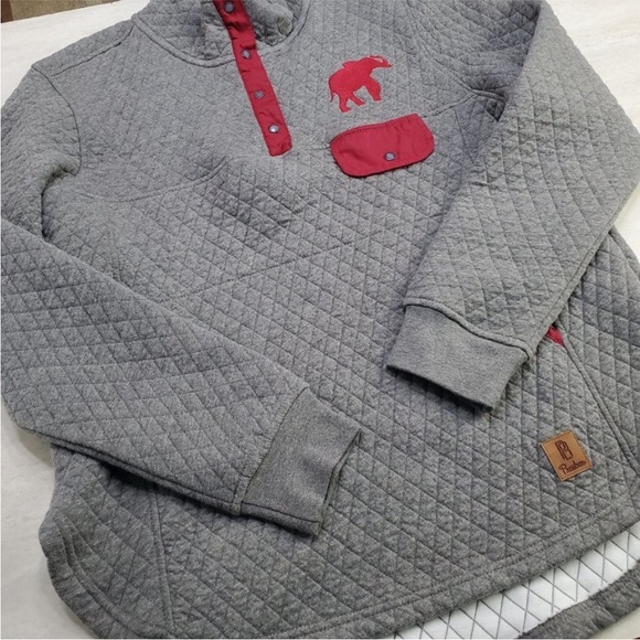 Alabama Crimson Tide Pressbox Magnum Quilted Quarter-Snap Pullover Medium Gray - Picture 5 of 10